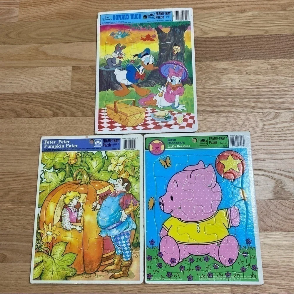Vintage Puzzle Bundle Frame Tray Disney Donald Duck Little Beasties